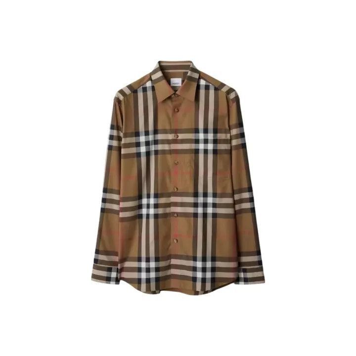 Burberry Burberry Burberry Brown Plaid Long Sleeve Shirt Men-2507 Size US S / EU 44-46 / 1 - 1 Thumbnail