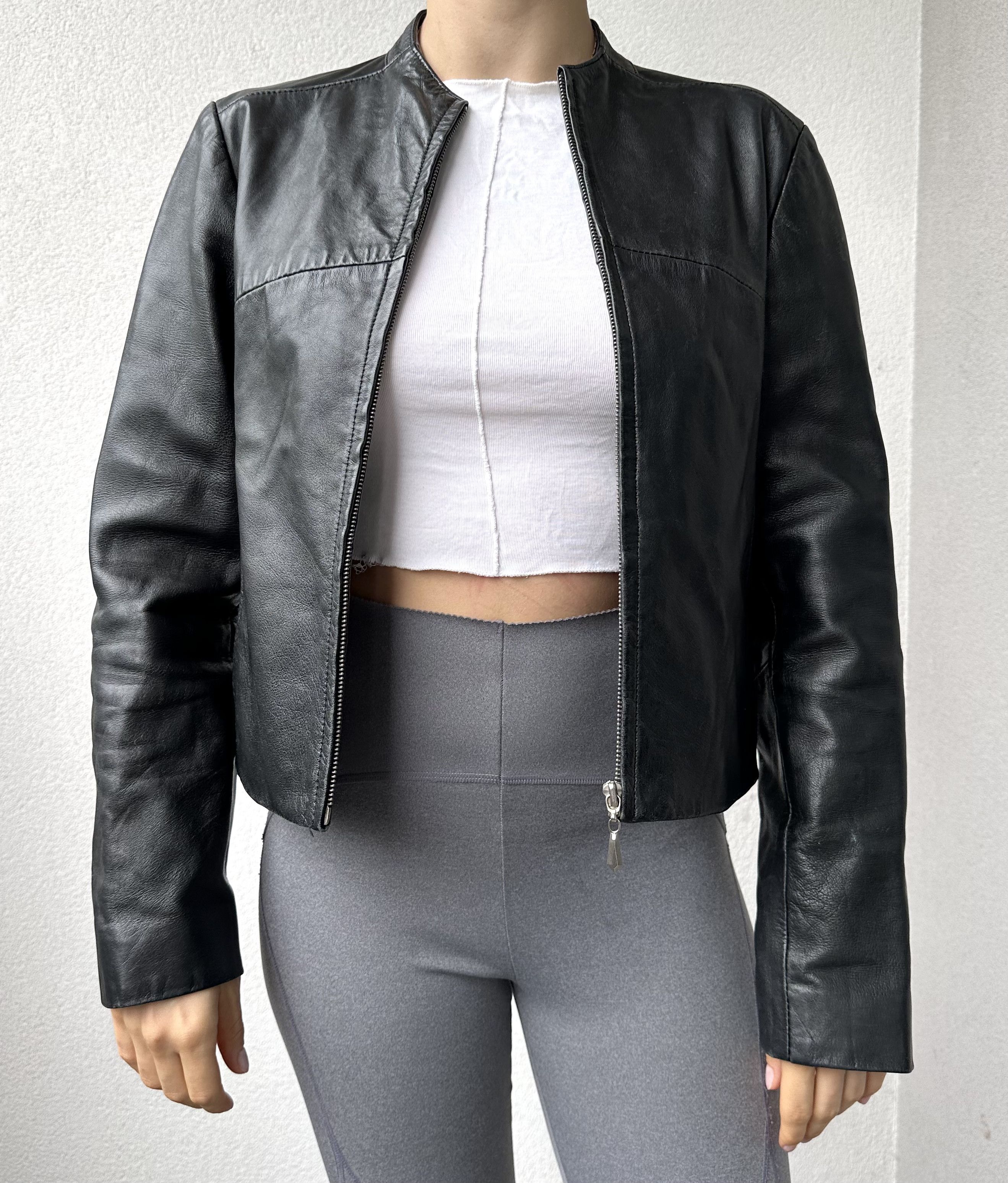 Vintage Avant Garde Black Biker Leather Jacket Opium Size S / US 4 / IT 40 - 3 Thumbnail