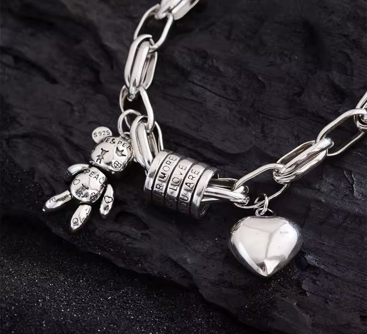 Other Silver Heart and Teddybear bracelet Size ONE SIZE - 2 Thumbnail