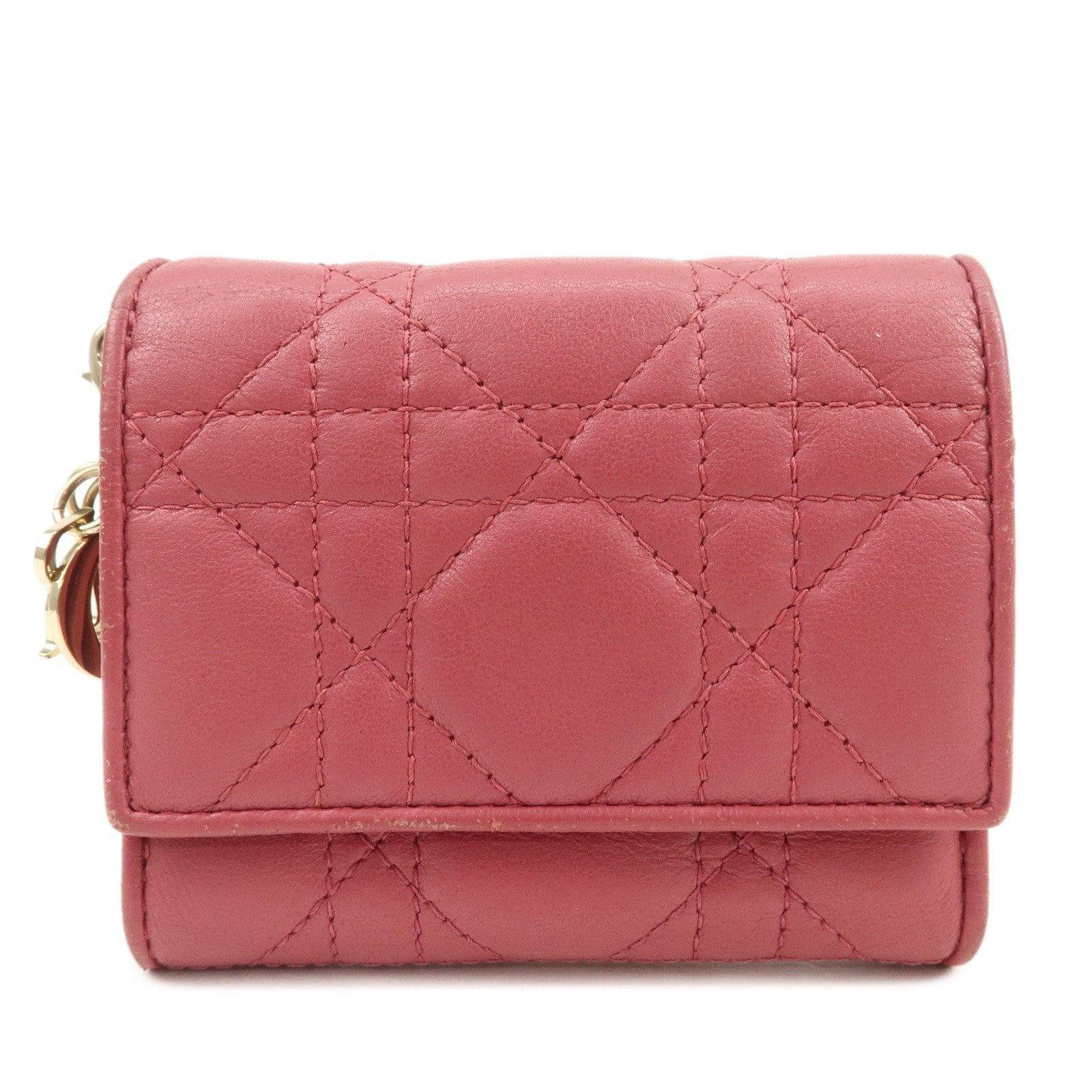 Christian Dior Monsieur Christian Dior Lady Dior Cannage Lambskin Wallet Pink Size ONE SIZE - 1 Thumbnail