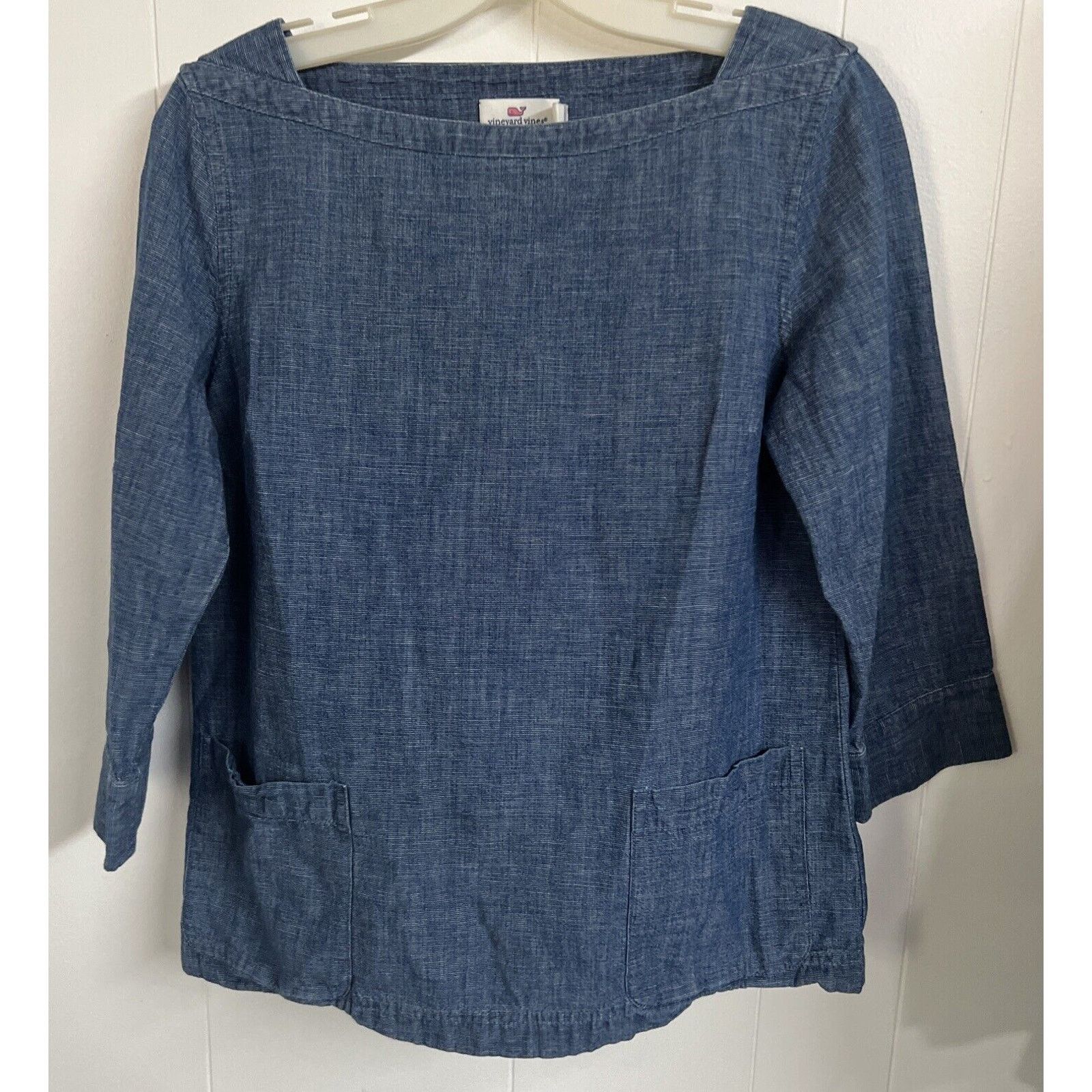 Vineyard Vines Vineyard Vines Denim Color Pullover Top Small Long Sleeve Size S / US 4 / IT 40 - 1 Thumbnail