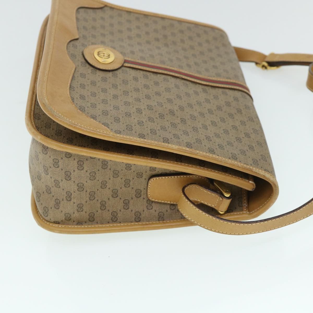 Gucci GUCCI Micro GG Canvas Web Sherry Line Shoulder Bag Beige Size ONE SIZE - 4 Thumbnail