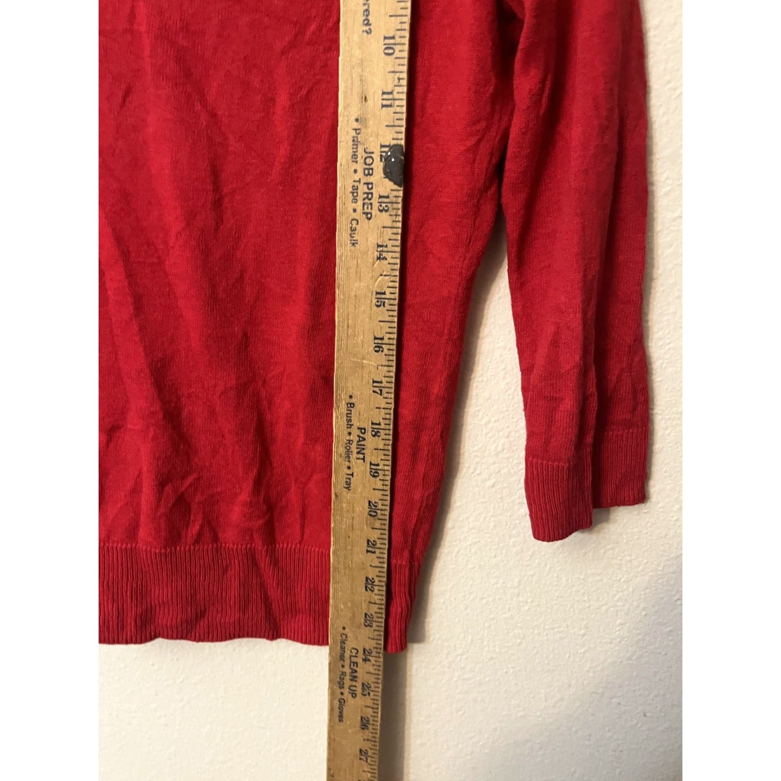 Vintage New York & Company Cardigan Top Women XS Red Solid 3/4 Sleeve Cotton Blend V-Neck Cardigan Accessories Classic Fall Winter Spring All Seasons Womens Size XS / US 0-2 / IT 36-38 - 4 Thumbnail