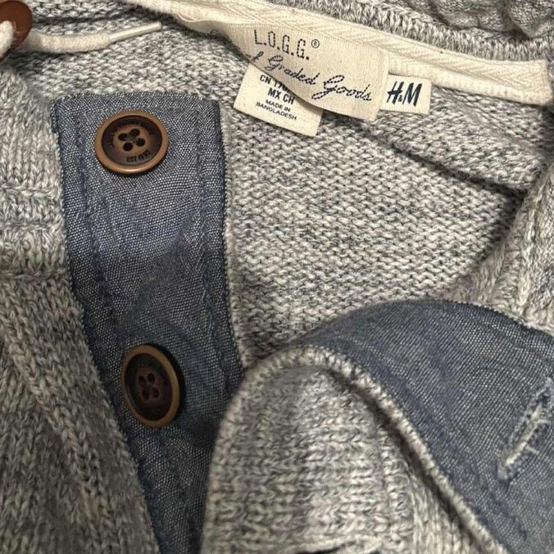 H&M Heavy Knit Gray Sweater 3 Button Hood Comfort 100% Cotton SM Size US S / EU 44-46 / 1 - 2 Thumbnail