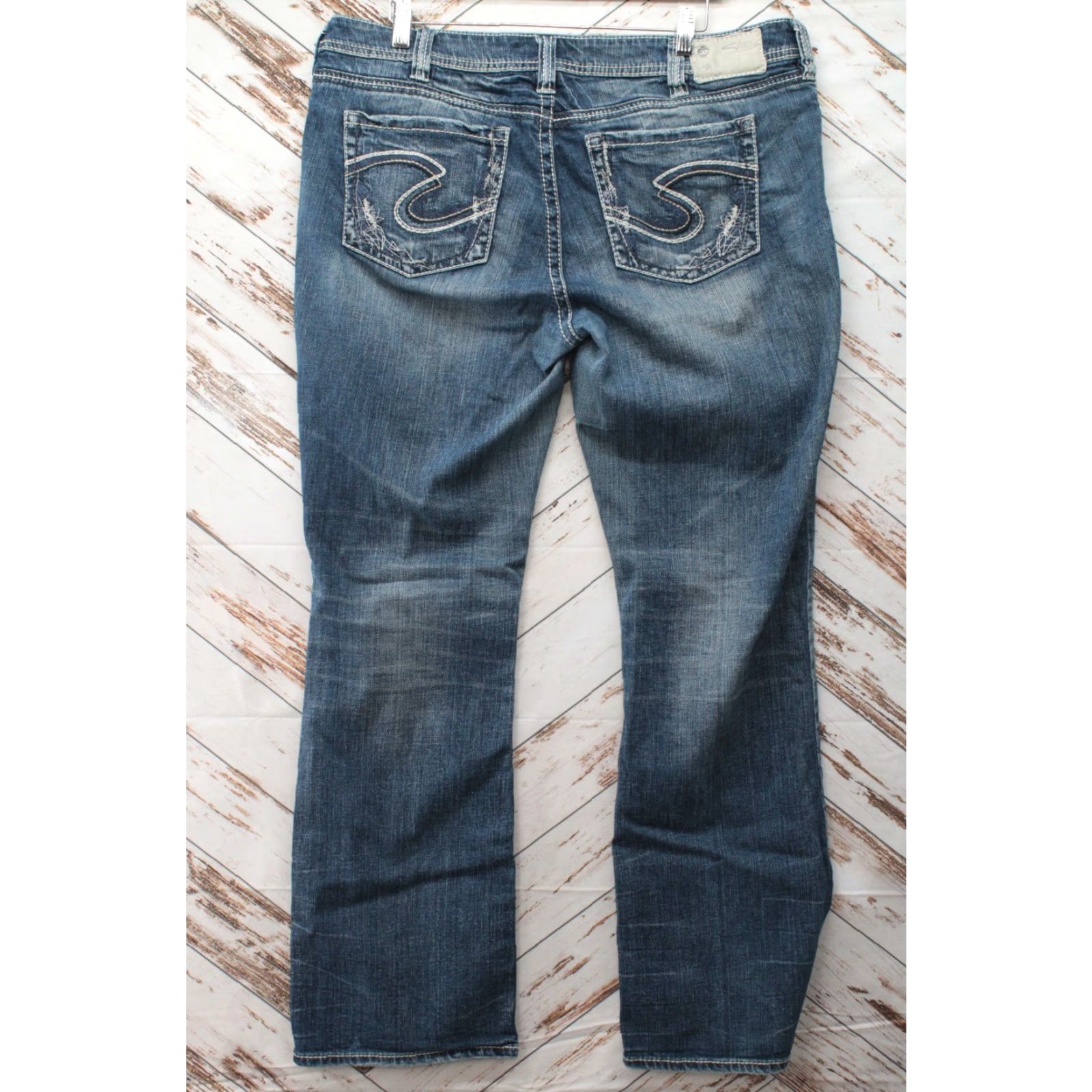 Silver Jeans Co. Silver Aiko Bootcut Jeans Women's 16 Blue Mid-Rise Embroidered Cowgirl Size 38" / US 16 / IT 52 - 3 Thumbnail