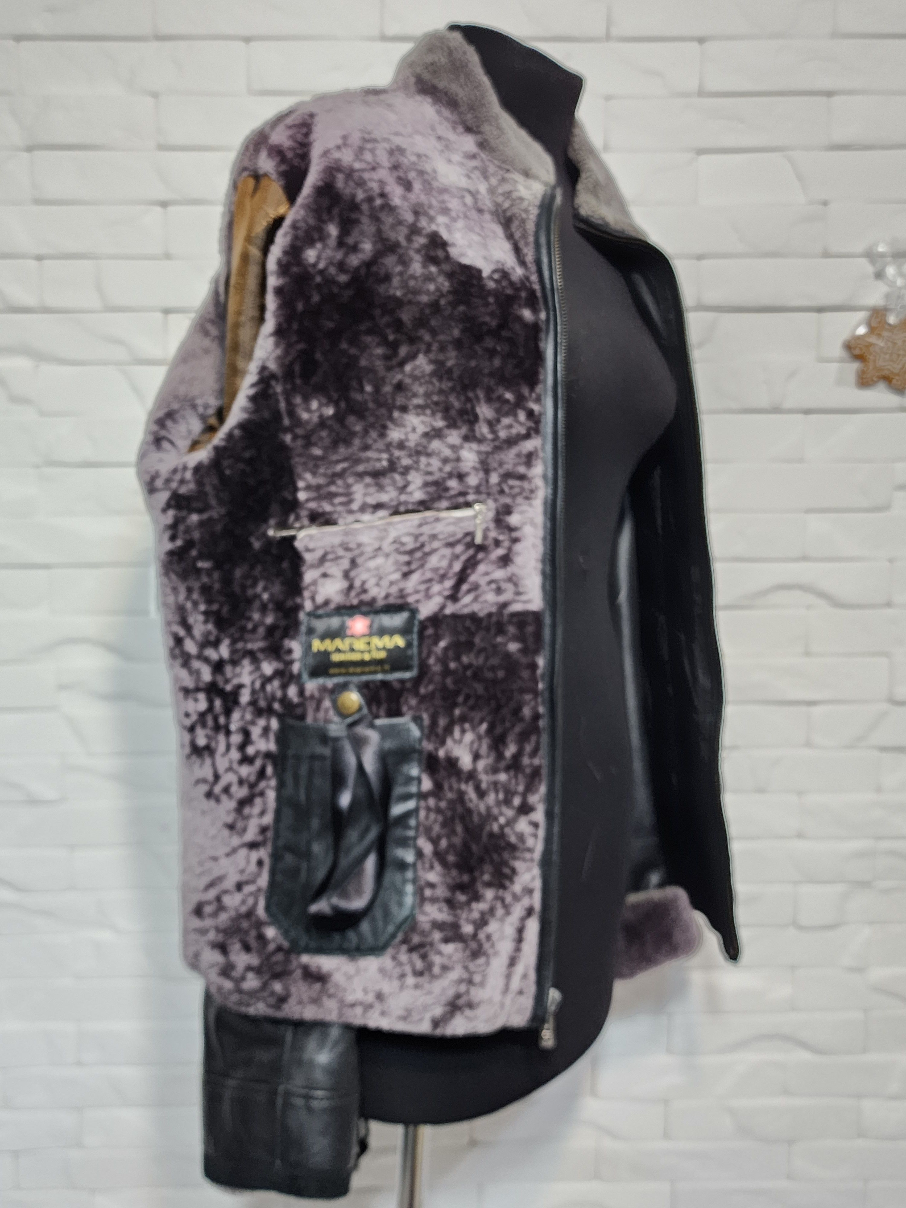 Furla Men's Black Sheepskin Coat: Warm Leather Jacket Size US L / EU 52-54 / 3 - 9 Thumbnail