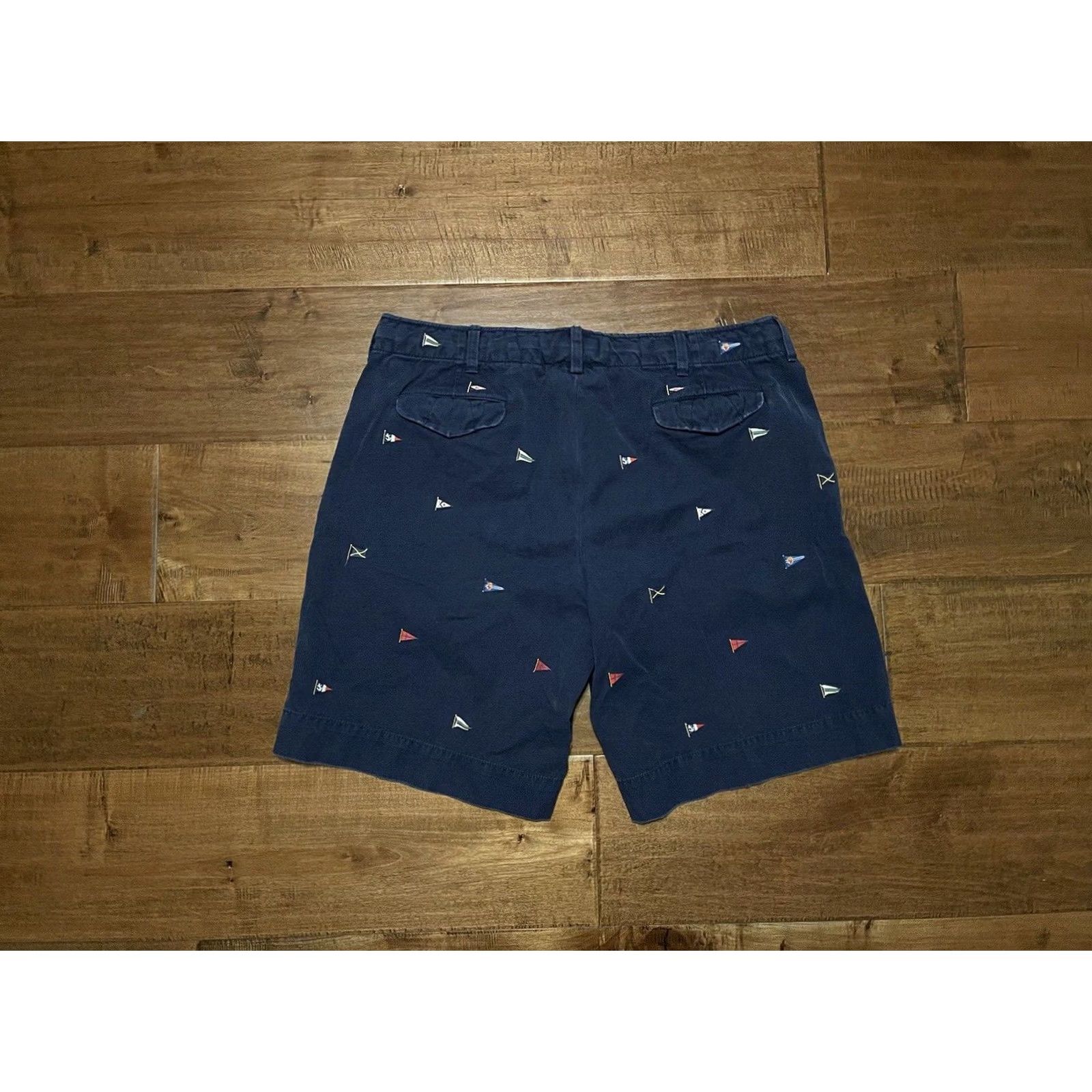Polo Ralph Lauren VINTAGE Polo Ralph Lauren Nautical Flags Knots Navy Drawstrings Chino Shorts Men's 38 Blue 100% Cotton Size US M / EU 48-50 / 2 - 3 Thumbnail
