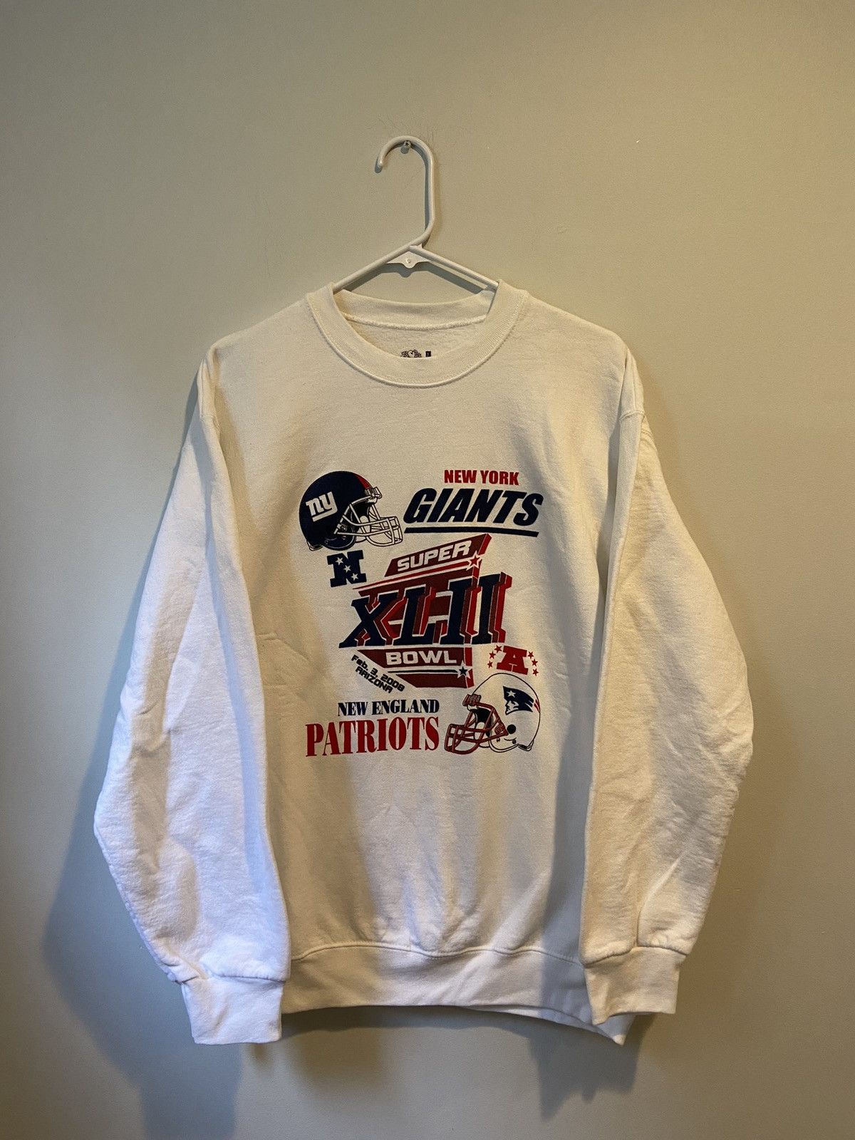 SUPER BOWL XLII PATRIOTS vs. GIANTS VINTAGE T SHIRT XL