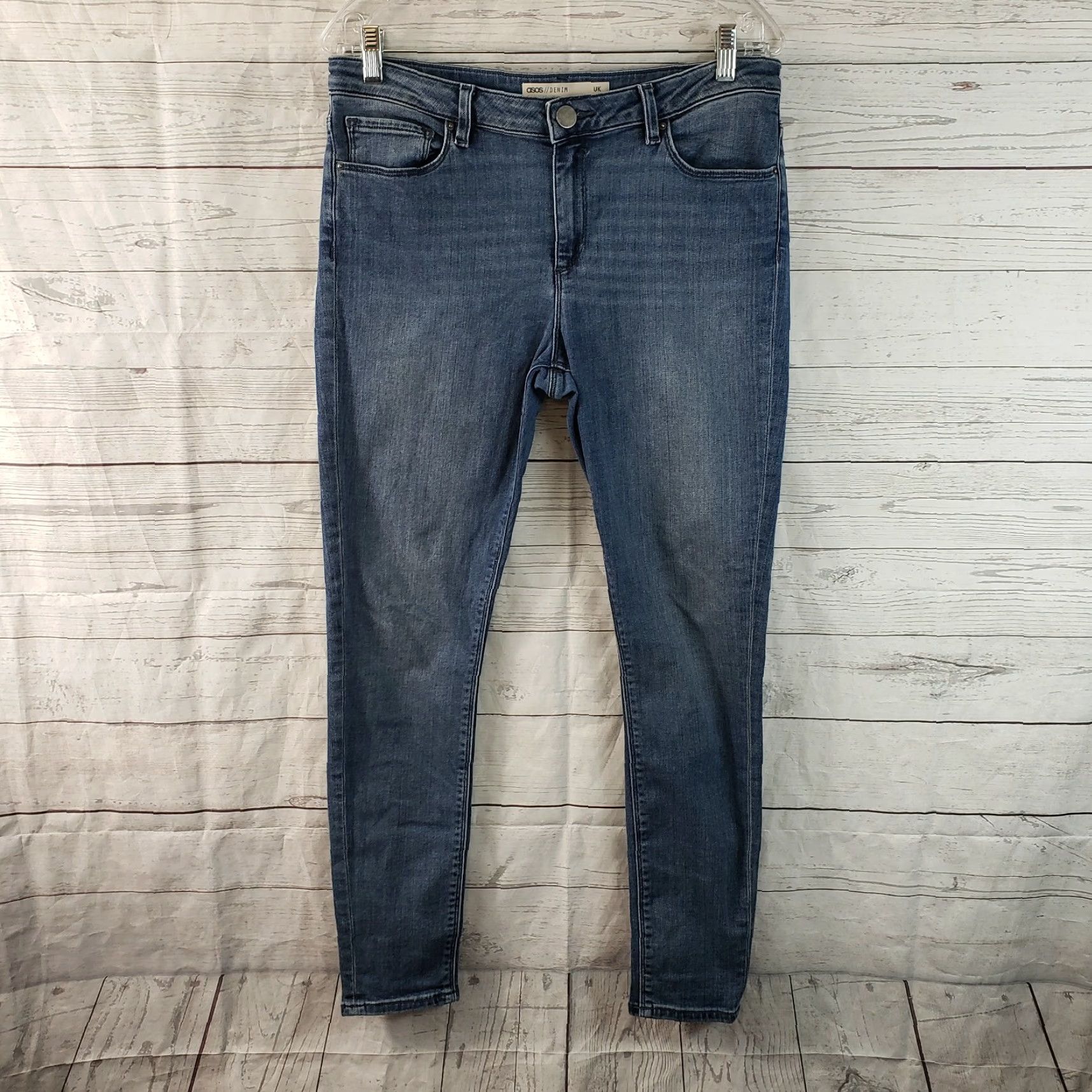 Asos ASOS Womens Skinny Jeans Sz 30/32 Blue Medium Wash Mid Rise Jeans - Regular Waist 16.5" Inseam 28" Womens Size 30" / US 8 / IT 44 - 2 Thumbnail