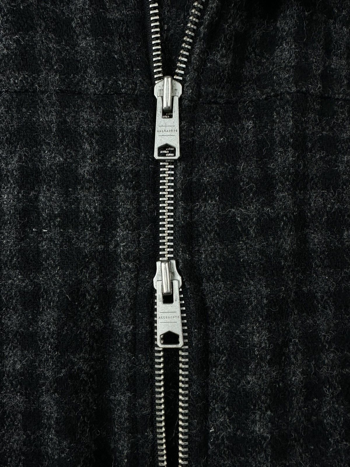 Allsaints × Japanese Brand AllSaints checkerboard black and grey bomber woolen jacket Size US M / EU 48-50 / 2 - 4 Thumbnail