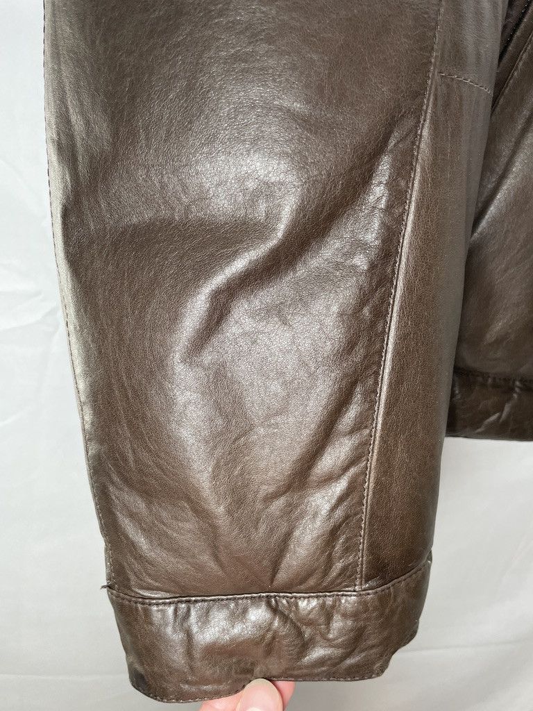 Brunello Cucinelli BRUNELLO CUCINELLI Brown Leather Nylon Blue Bomber Jacket Size US L / EU 52-54 / 3 - 8 Thumbnail