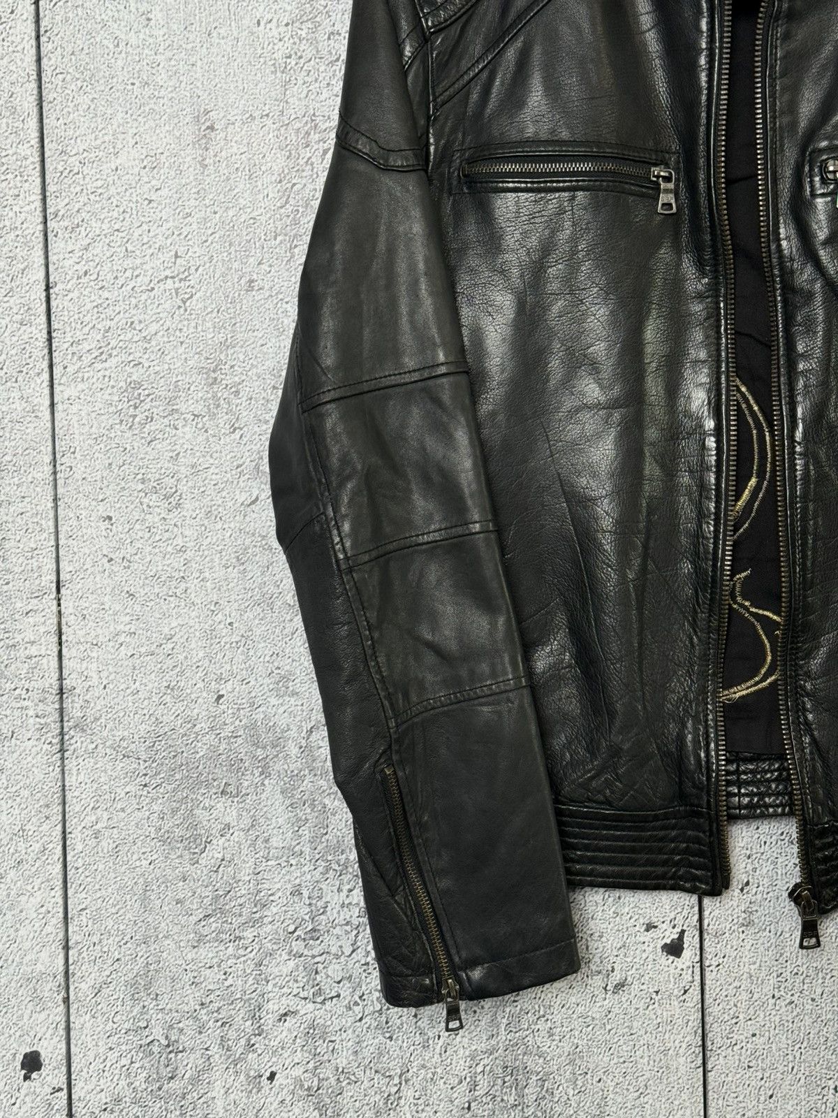 Wilsons Leather Vintage Wilsons Leather Black Biker Jacket Embroidered Flame Size US S / EU 44-46 / 1 - 21 Thumbnail