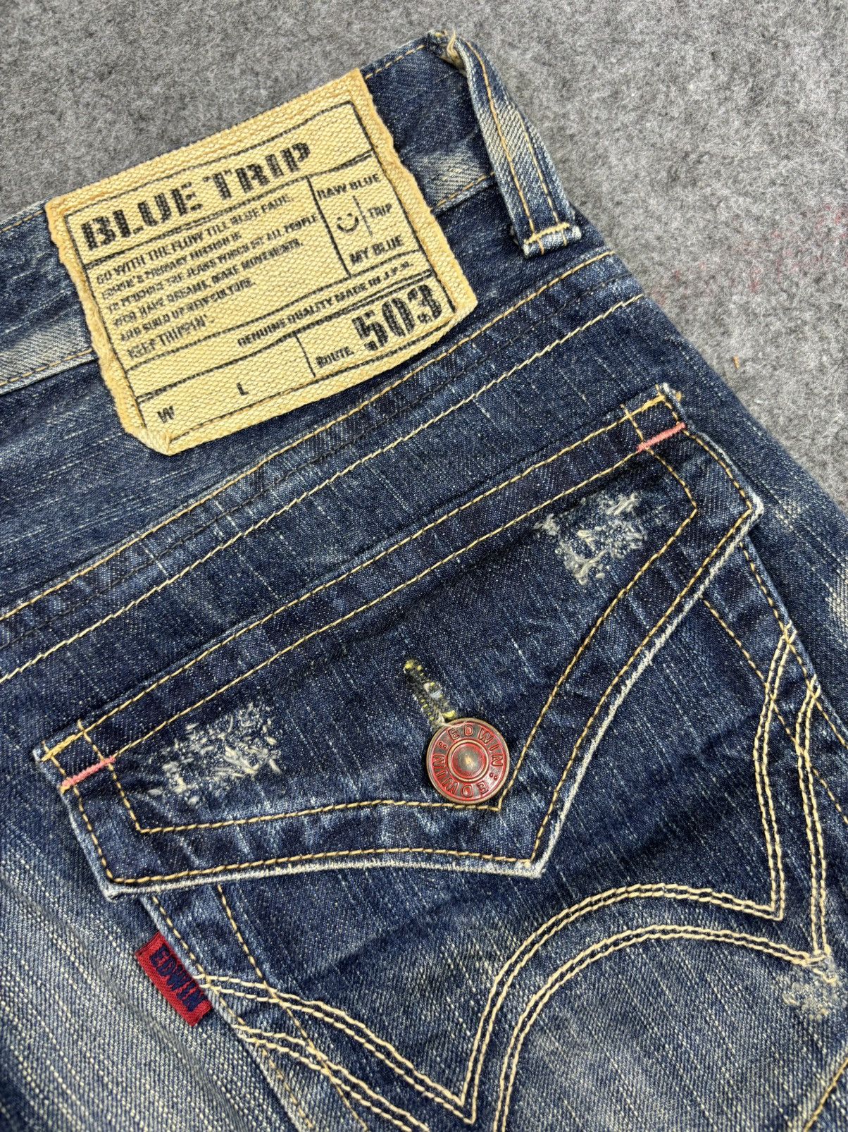 Edwin 💥Flare💥Archival Edwin 503 Full Fades Character Denim F845 Size US 34 / EU 50 - 12 Thumbnail