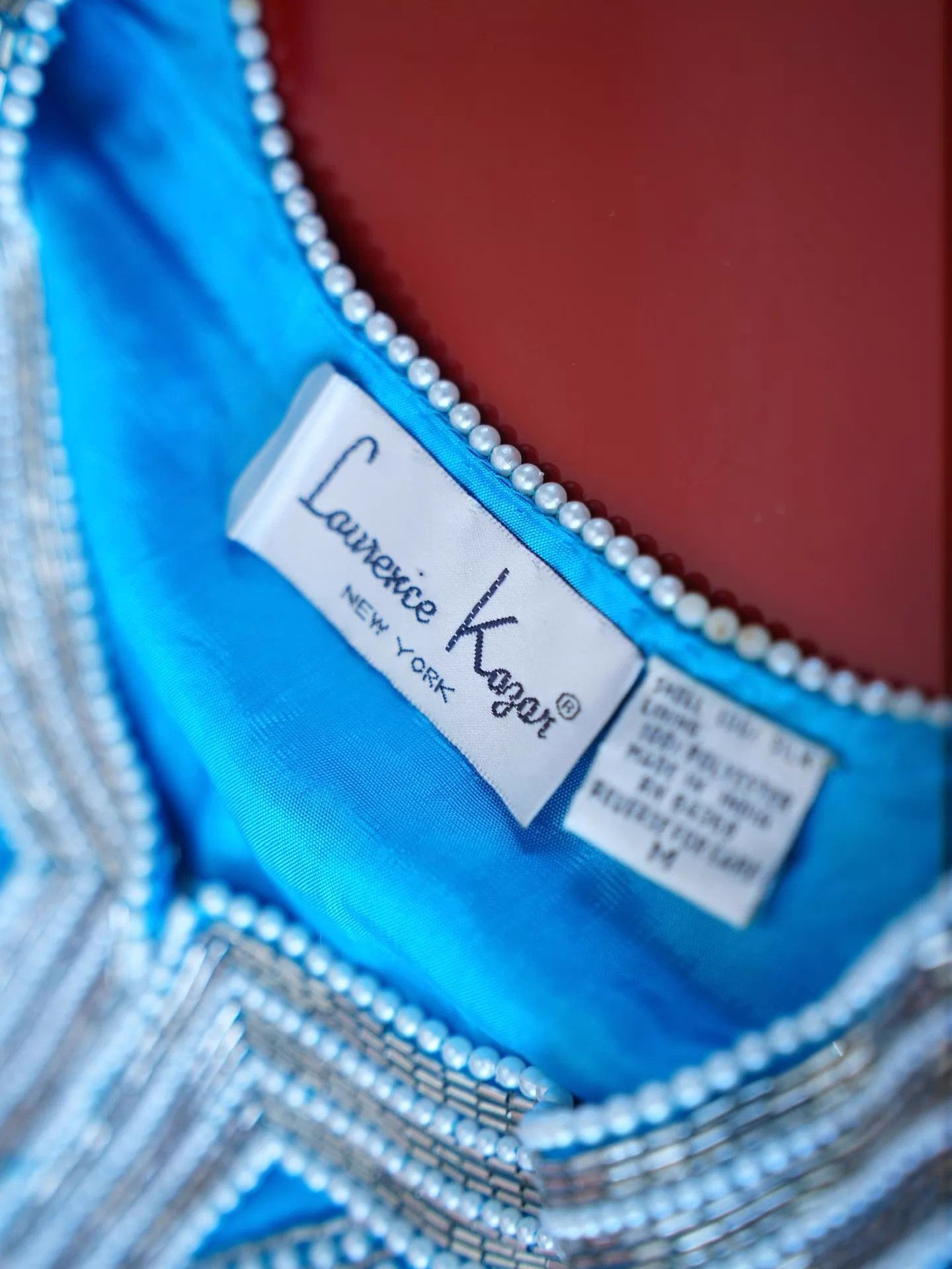 Other Vintage USA Blue Beaded Silk Geometric Jacket Size M / US 6-8 / IT 42-44 - 6 Thumbnail