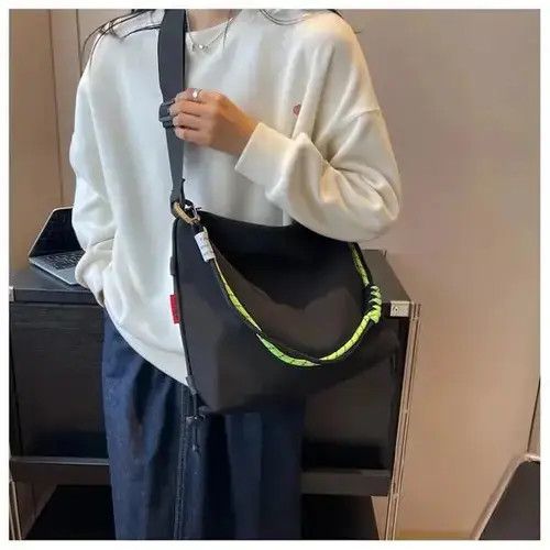 Backpack Unisex Large Nylon Crossbody Bag in Black, Men's