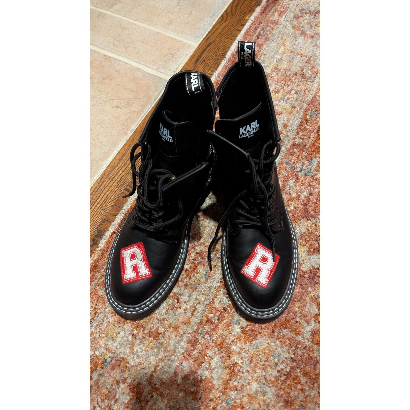 Karl Lagerfeld Karl Lagerfeld Paris Zip Up Combat Boots Dixie E23 Patches Size US 11 / IT 41 - 9 Thumbnail