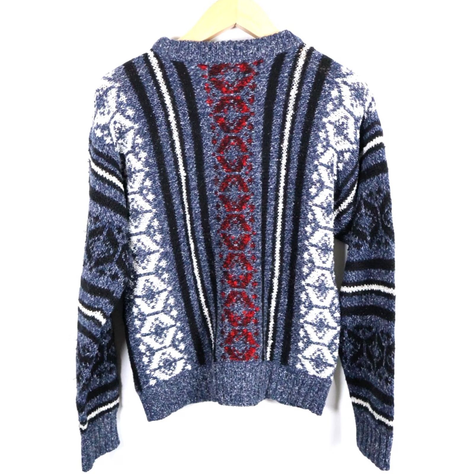 Vintage VINTAGE Expressions Sweater Men's Medium Blue Geometric Snowflake Pattern Knit 90s Size US M / EU 48-50 / 2 - 2 Thumbnail