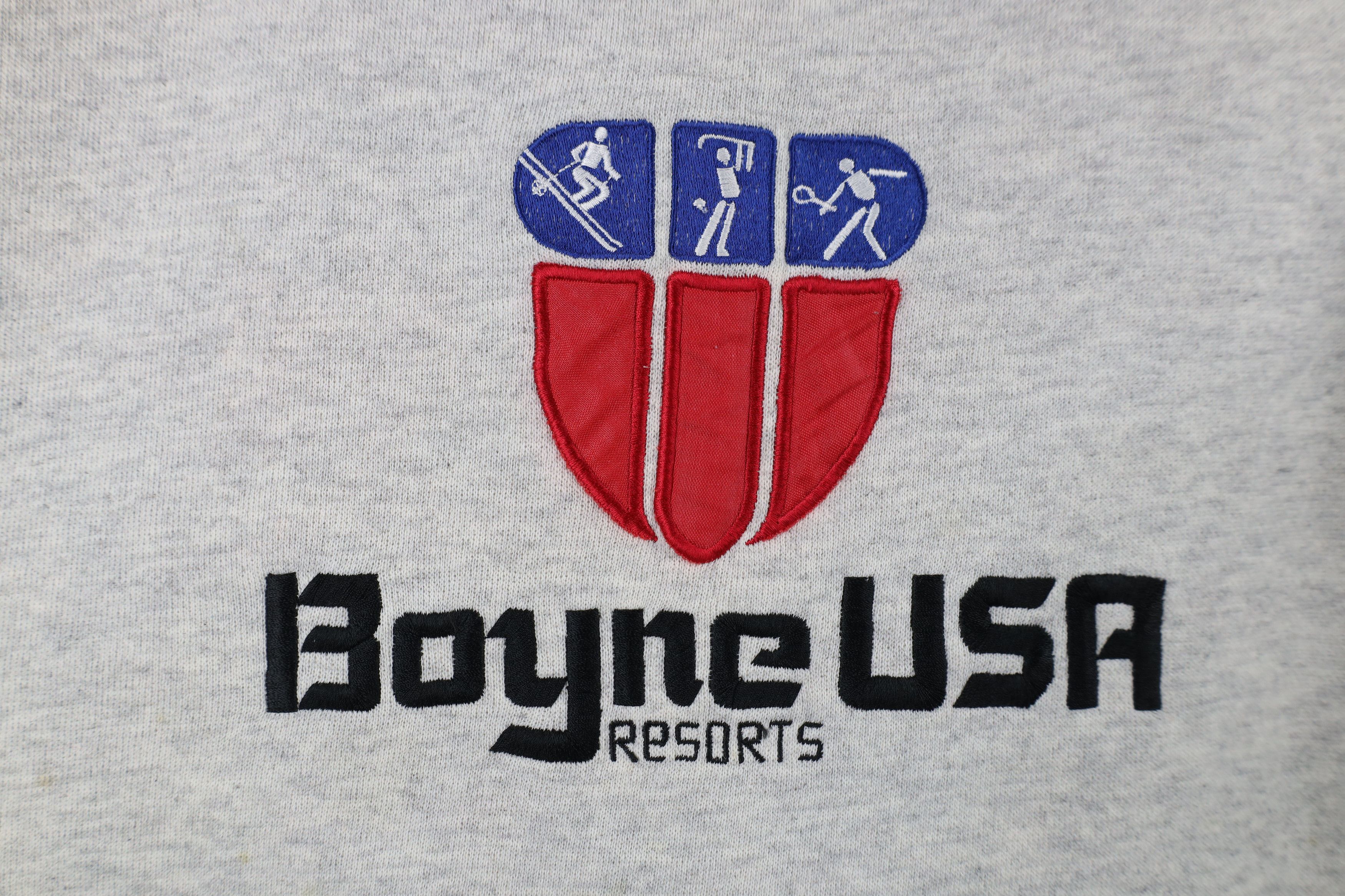 Vintage Vintage 80s 90s Boyne Resorts USA Collared Sweatshirt Gray Size XL / US 12-14 / IT 48-50 - 4 Thumbnail