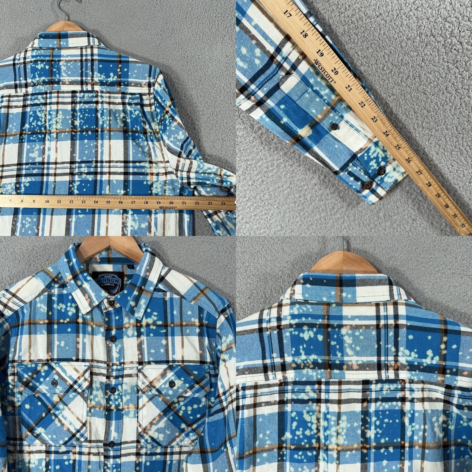 Vintage Angry Minnow Shirt Mens M Blue Plaid Long Sleeve Button Up Flannel Pocket Size US M / EU 48-50 / 2 - 8 Thumbnail
