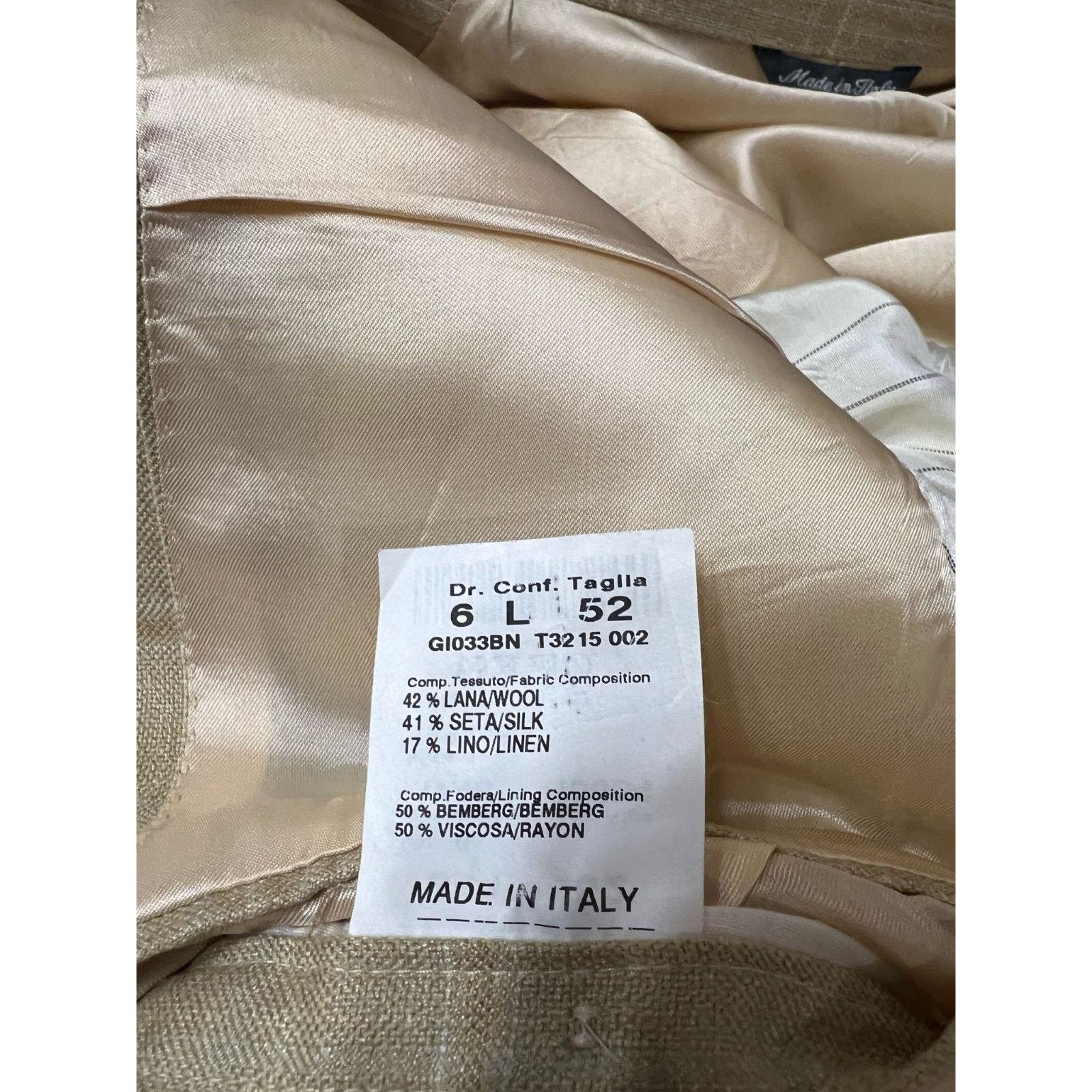 Ermenegildo Zegna ERMENEGILDO ZEGNA Beige 3 Button Mens Blazer 42L US blazer Size 42L - 6 Thumbnail
