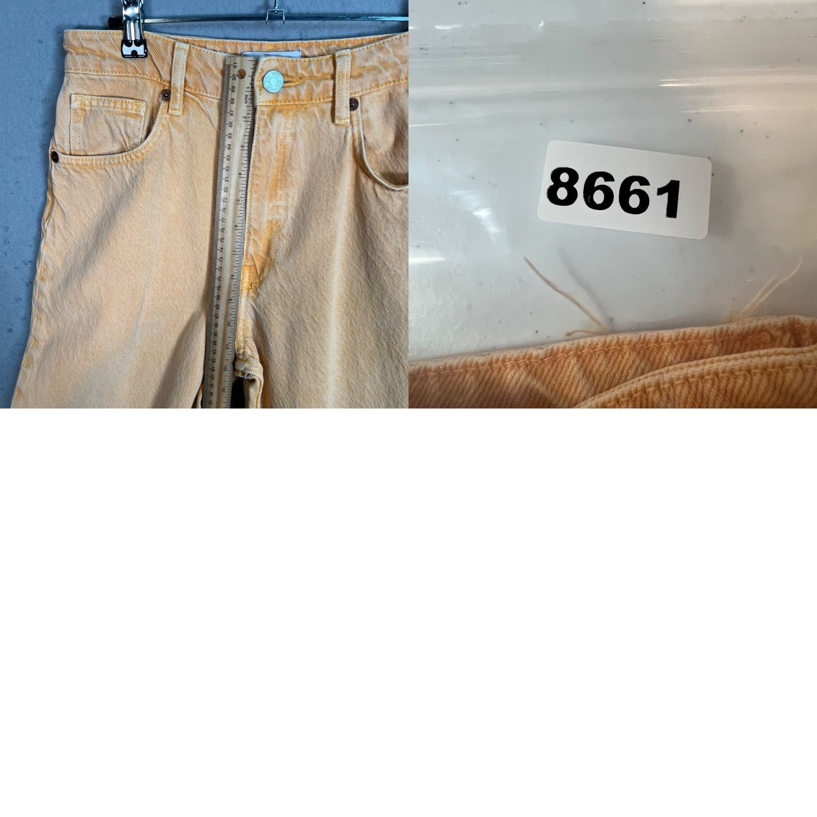 Zara VINTAGE Zara Yellow High-Waisted Frayed Hem Straight Leg Jeans Adult Womens 6 27x27 Denim Jeans Womens Size 28" / US 6 / IT 42 - 8 Thumbnail