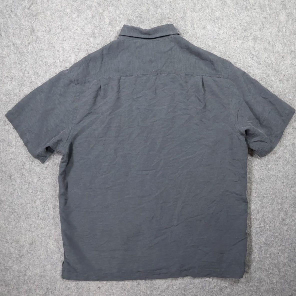 Roundtree & Yorke Roundtree & Yorke Button Up Mens L Gray Excellent Short Sleeve Modal Blend Textured Pocket Size US 33 - 2 Thumbnail