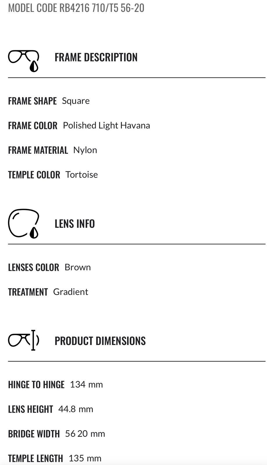 RayBan Ray Ban RB4216 Polished Light Havana Frame Brown Lens Size ONE SIZE - 9 Thumbnail