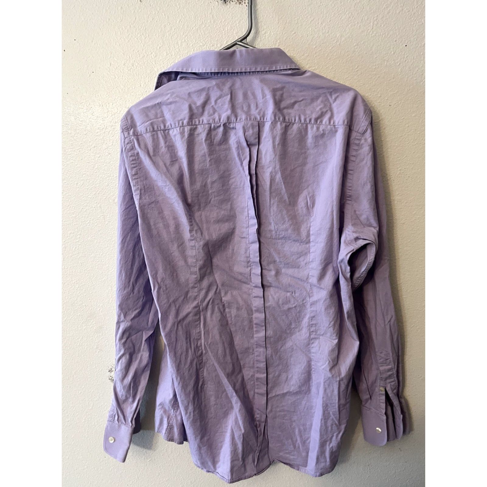 Dolce & Gabbana D&G Dolce&Gabbana Dress Shirt Mens 44/17 Purple Solid 30 in Long Sleeve Button Collar Cotton Logo Showy Colorful 90s Wedding Business Formal Size 46R - 3 Thumbnail