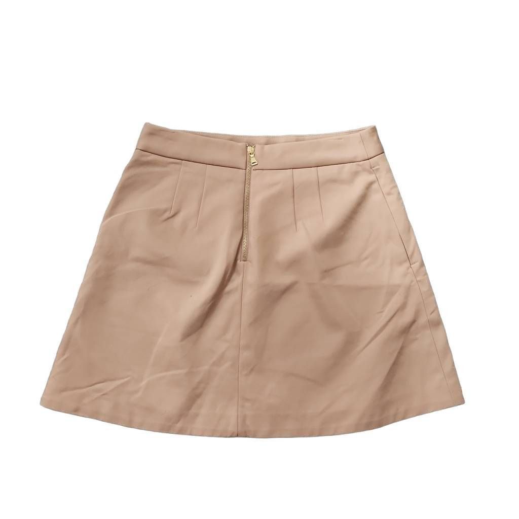 Express Express Women's Size 6 Tan Gold Zipper Circle Skirt Size 28" / US 6 / IT 42 - 5 Thumbnail