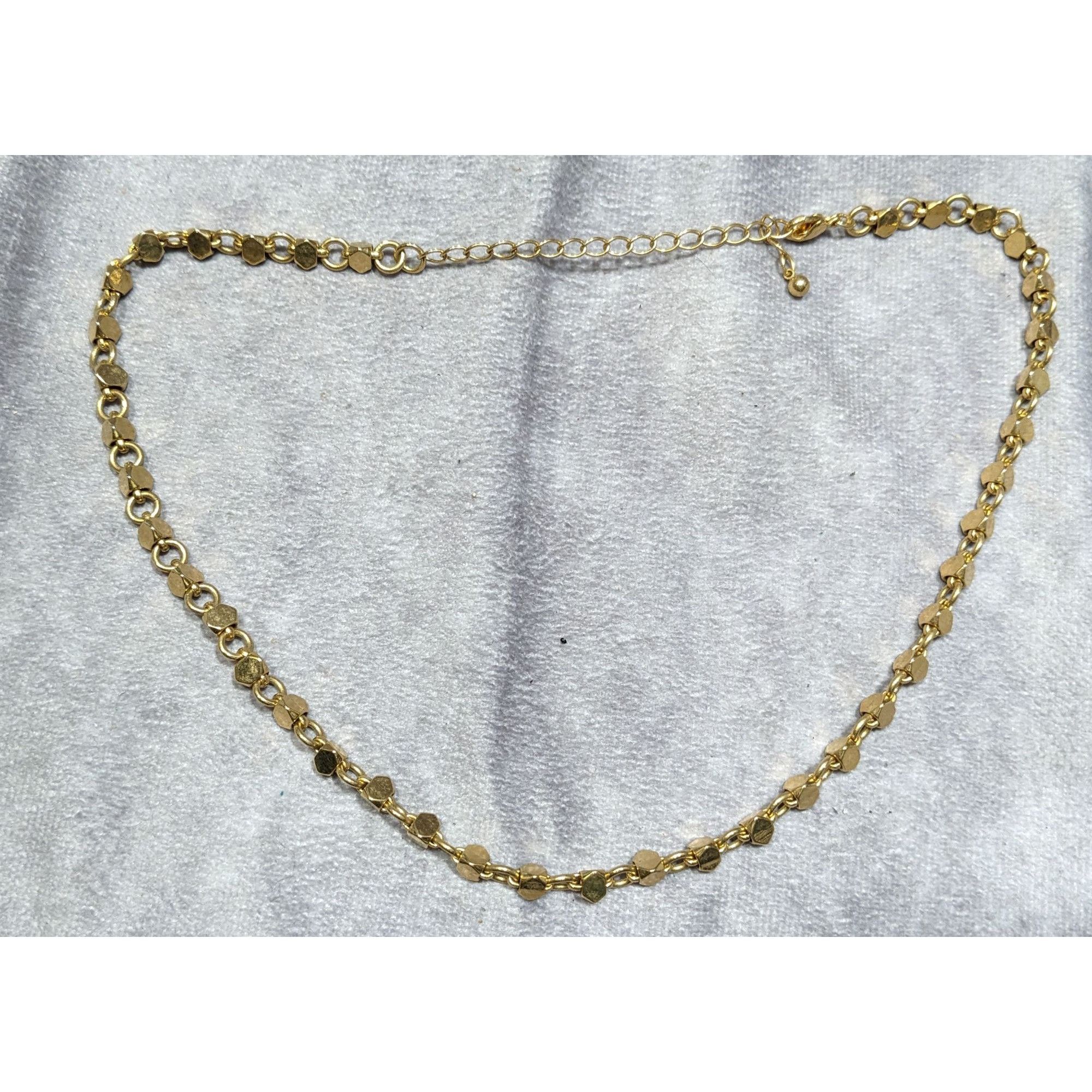 Other Vintage Geometric Hexagonal Beaded Gold Tone Chain Necklace Size ONE SIZE - 6 Thumbnail