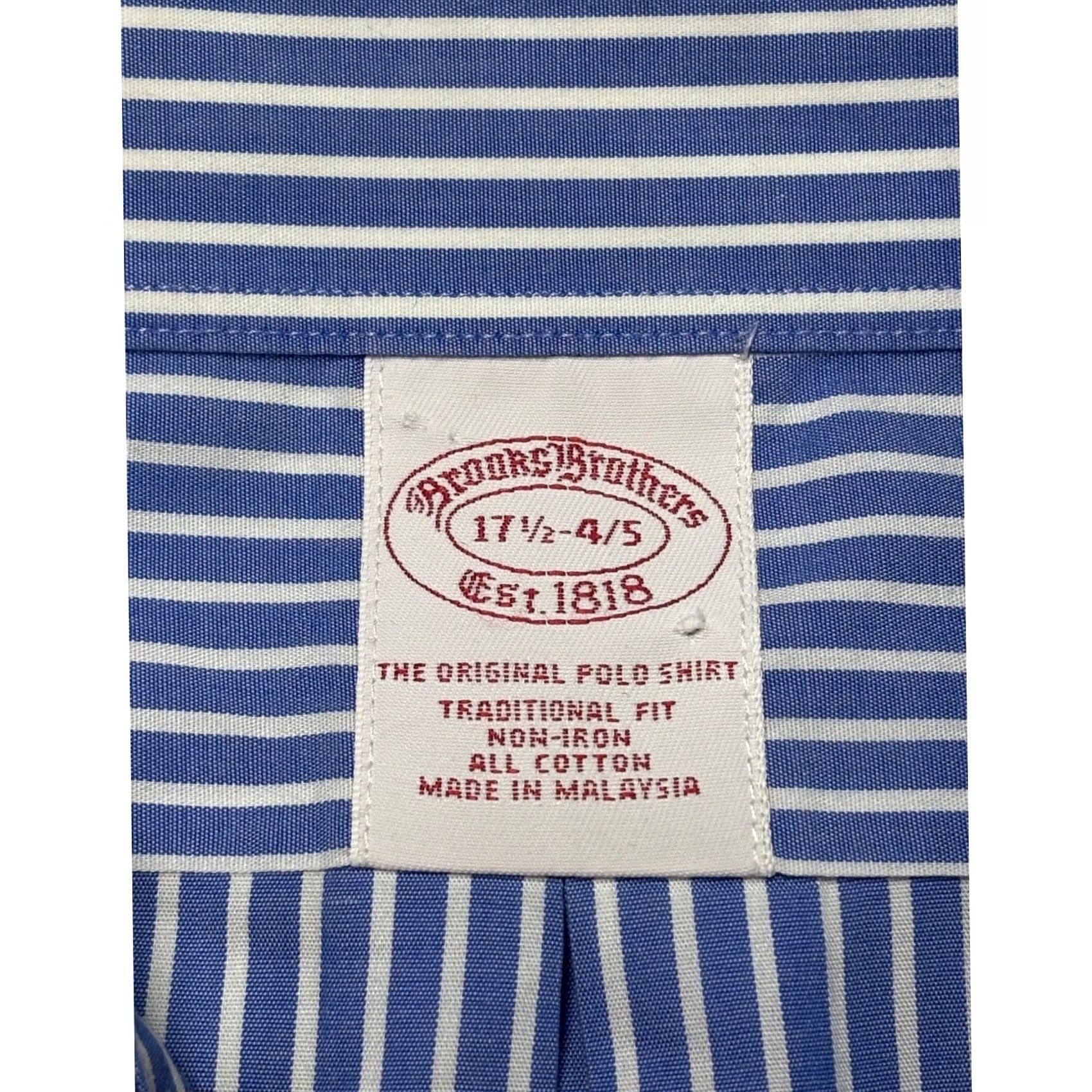 Brooks Brothers Brooks Brothers Mens 17.5 4/5 Blue White Striped Dress Shirt - Business Casual Size US XXL / EU 58 / 5 - 4 Thumbnail