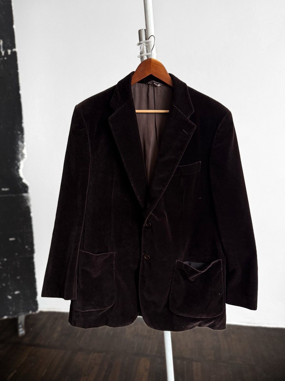 Hermes Hermes Mens Velour Cotton Blazer Dark Brown Tailored Jacket Size 38S - 8 Thumbnail