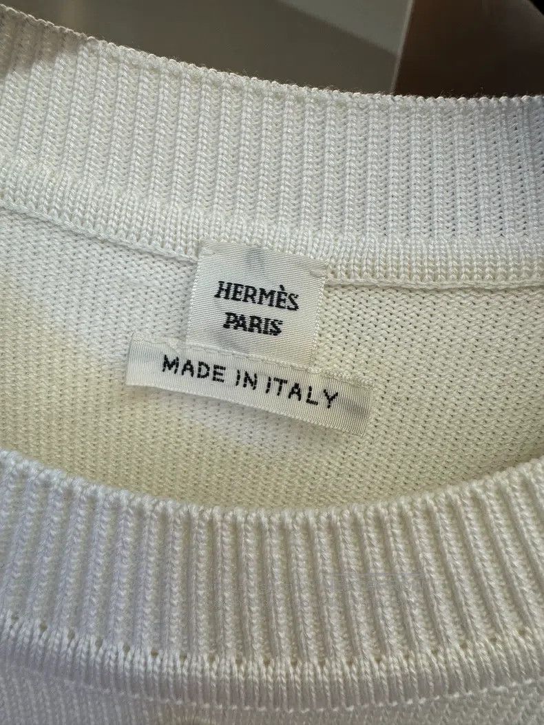 Hermes Hermes Knit Diamond Short Sleeve in Beige Size XS / US 0-2 / IT 36-38 - 3 Thumbnail