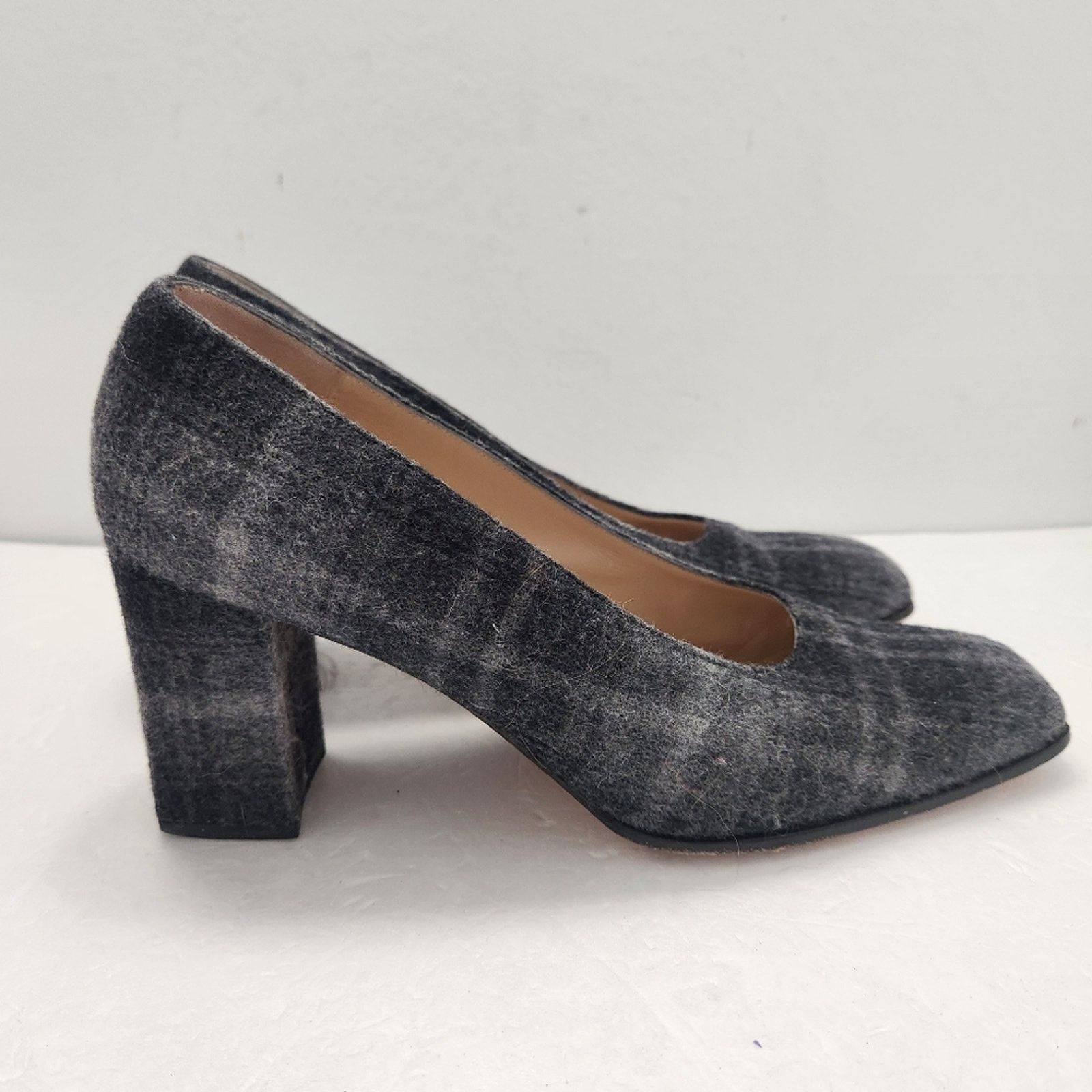 Salvatore Ferragamo Salvatore Ferragamo Allegra Pumps Heel Plaid Fabric Gray Size US 10 / IT 40 - 5 Thumbnail