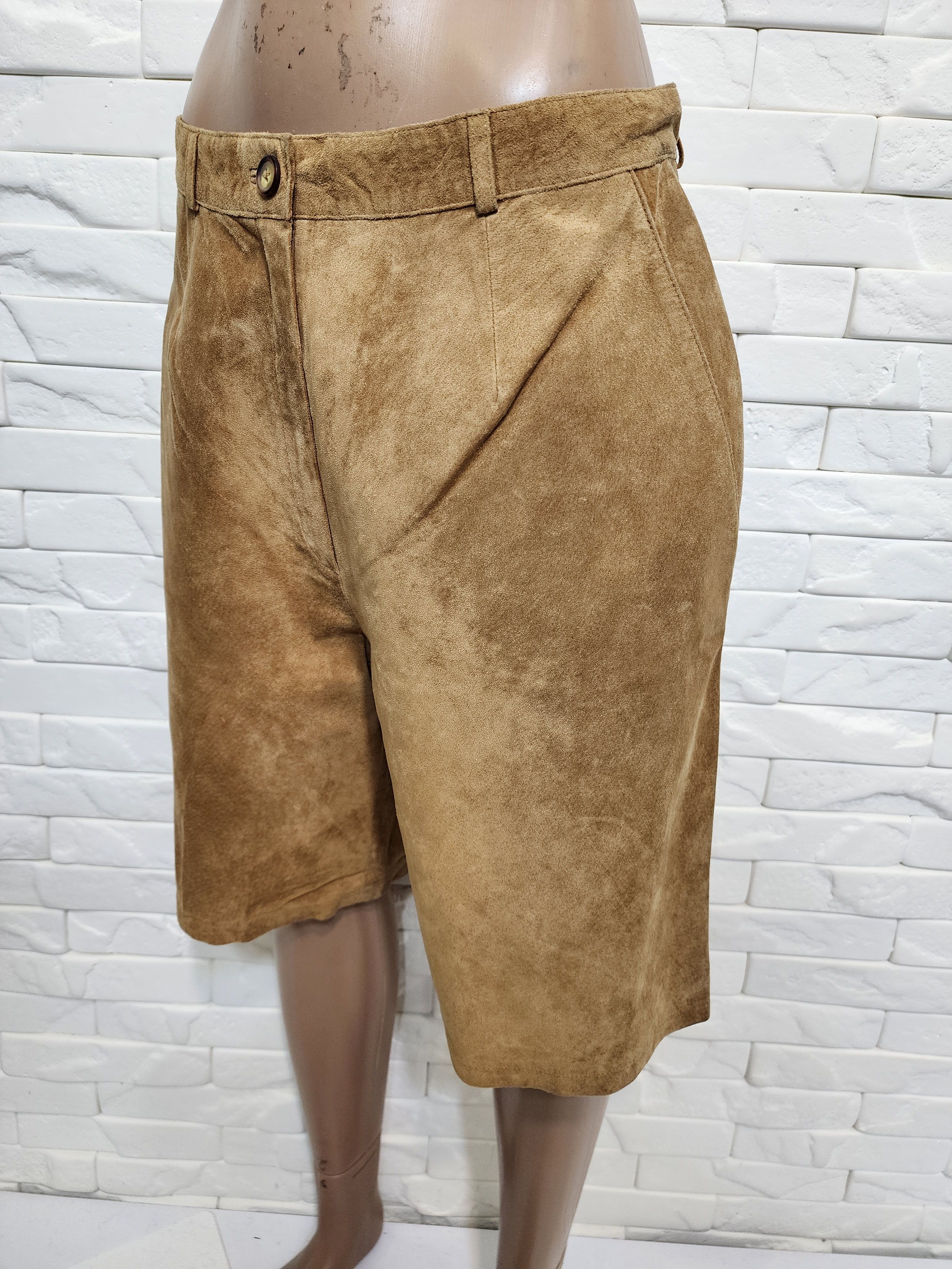 Genuine Leather Brown Leather Women's Shorts: Size 29" - 2 Thumbnail