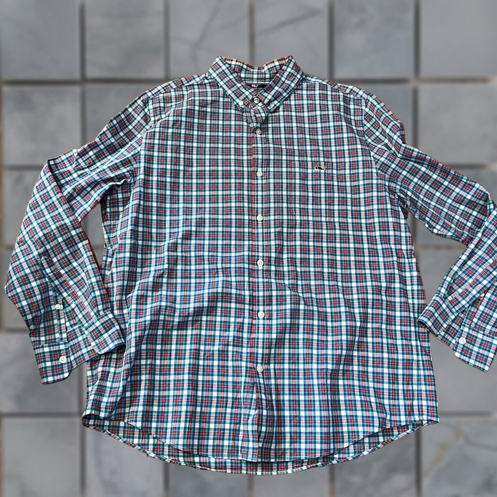 Vineyard Vines Vineyard Vines Shirt Mens Large Slim Fit Tucker Plaid Button Up Long Sleeve Blue L Regular Mens Size US L / EU 52-54 / 3 - 1 Thumbnail