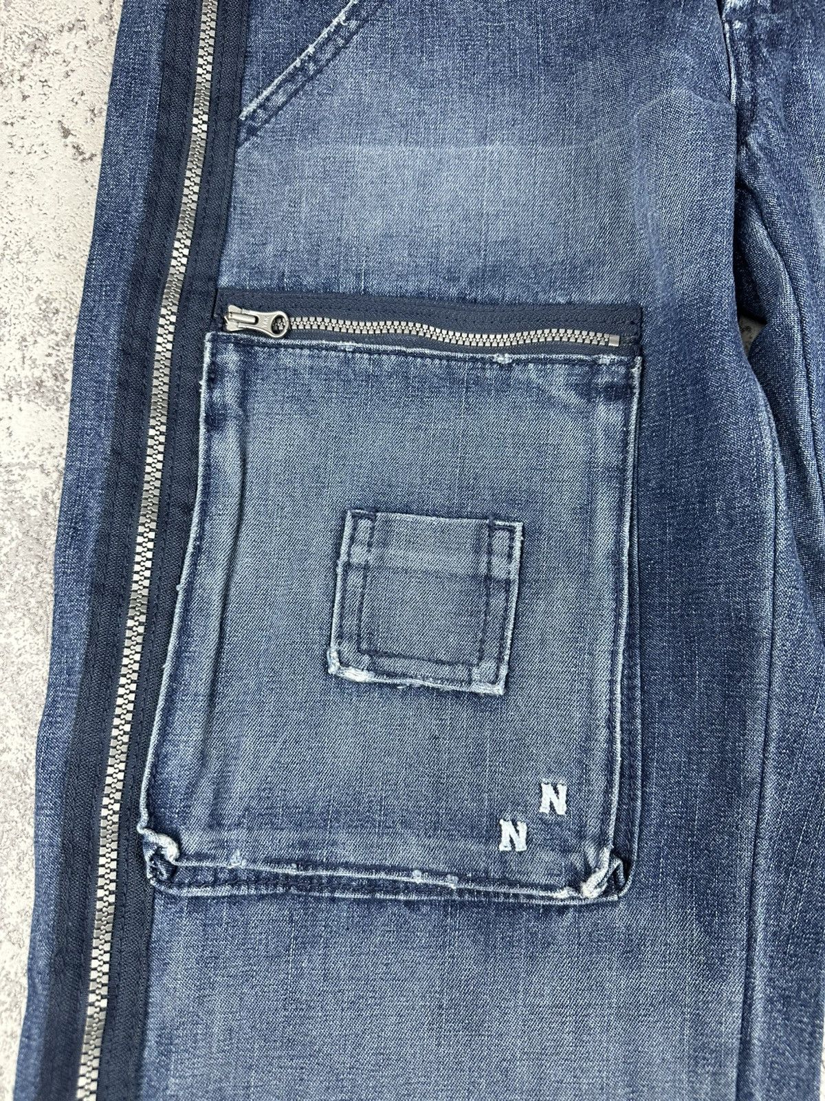 Designer Cargo Jeans Baggy Blue Zip-Off Utility Wide Fit Techwear Size US 32 / EU 48 - 4 Thumbnail