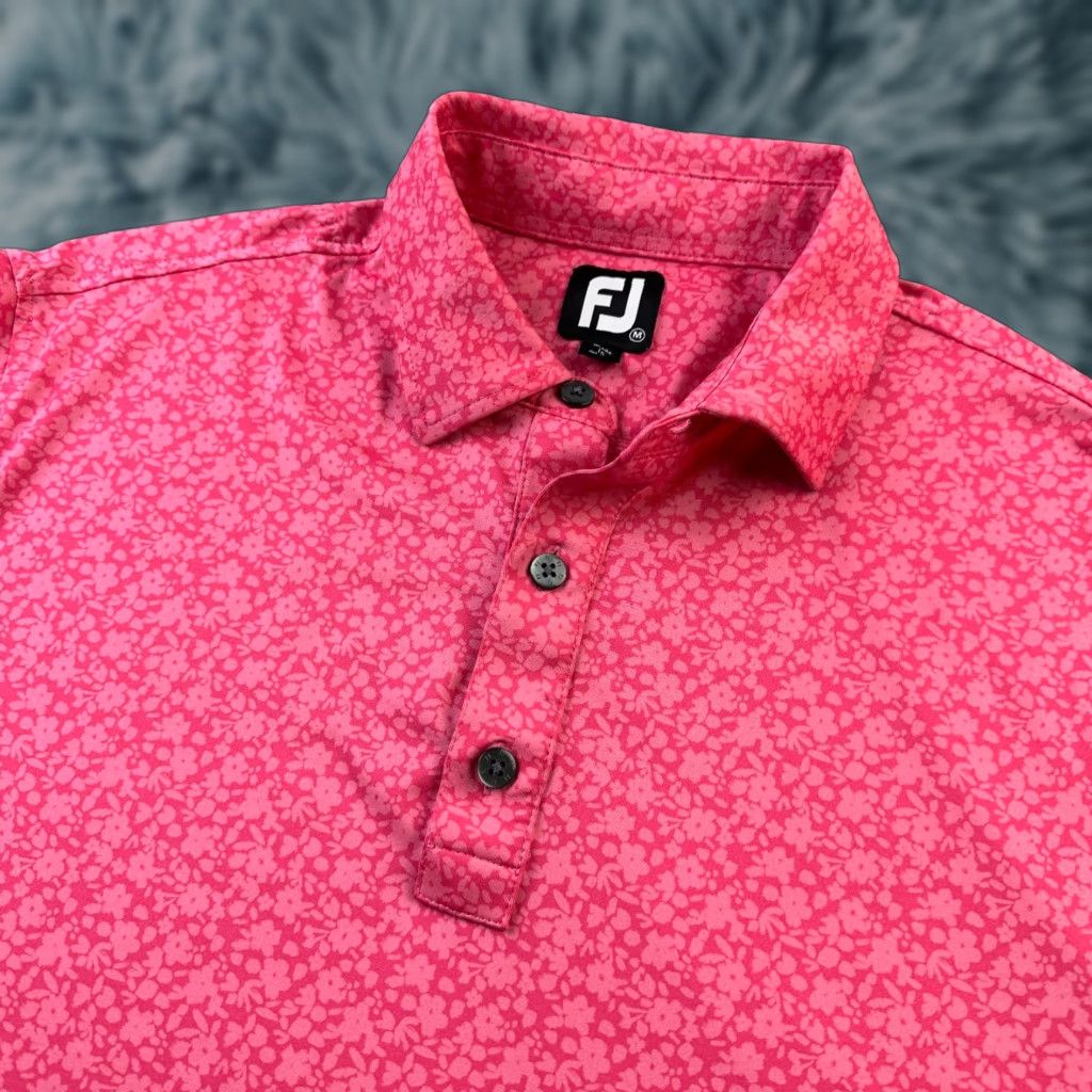 Footjoy FootJoy Polo Shirt Mens M Pink All Over Print Golf Performance Shirt Size US M / EU 48-50 / 2 - 1 Thumbnail