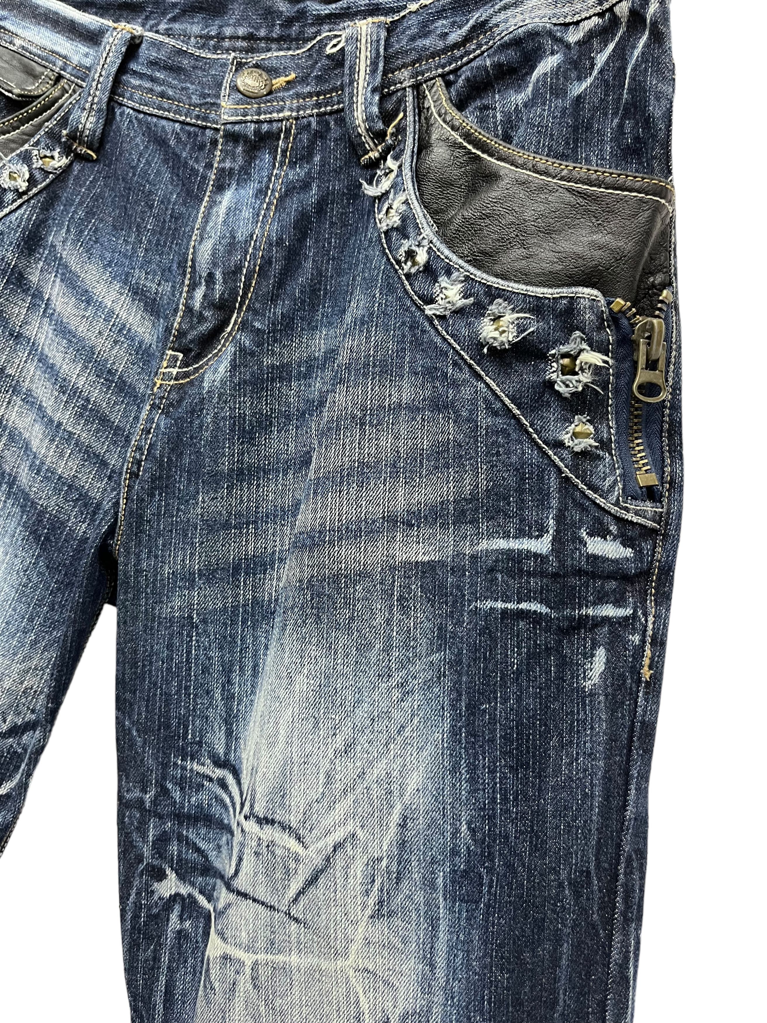 Seditionaries FYE🔥Vtg 90’s TRIXY Punk Studded Acid Wash Blue Flare Denim Size US 33 - 9 Thumbnail
