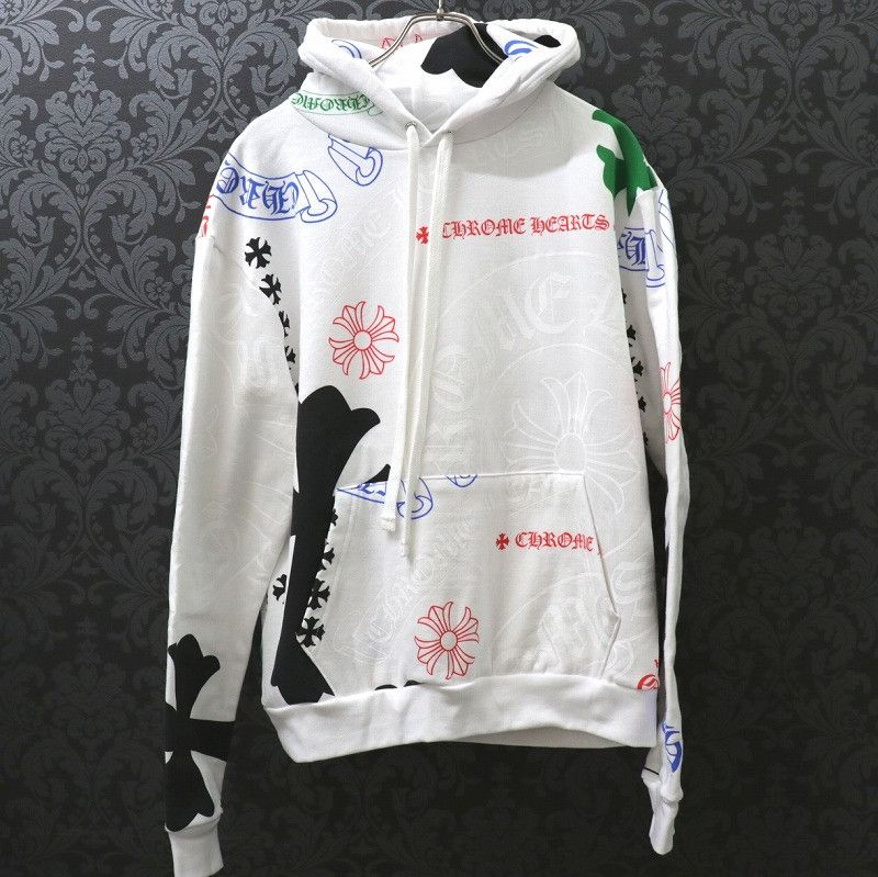 Image of Chrome Hearts All Over Stencil Print Hoodie in White, Men's (Size XS)