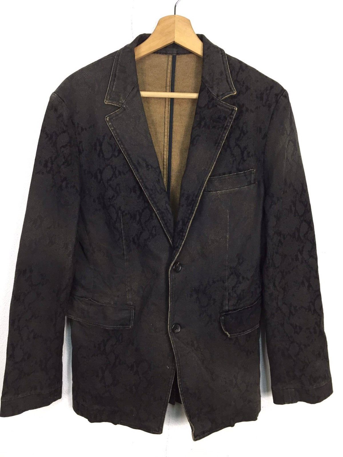 5351 POUR LES HOMMES Vintage 5351 Pourles Hommes Snake Skin Denim Jacket Size US S / EU 44-46 / 1 - 3 Thumbnail