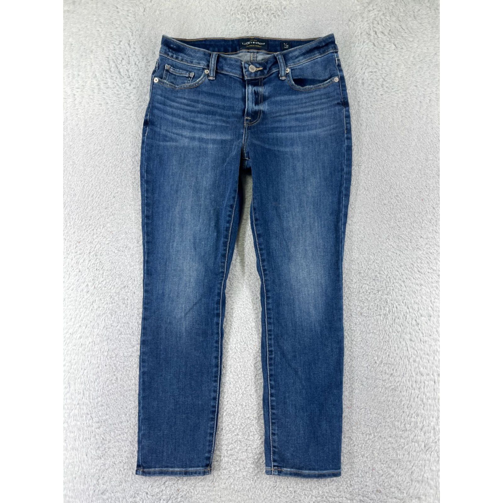 Lucky Brand VINTAGE Lucky Brand Jeans Women 8 Blue Denim Tapered Cropped Cotton Blend 5-Pocket Button Zip Rise Mid 8.5-10.5 in USA Theme Mens, Womens Size 30" / US 8 / IT 44 - 2 Thumbnail