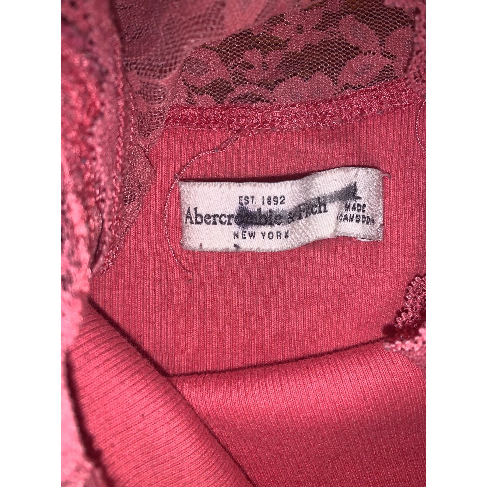 Abercrombie & Fitch Abercrombie & Fitch Pink Lace Trim Tank Top Large Y2K Cami Size L / US 10 / IT 46 - 6 Thumbnail