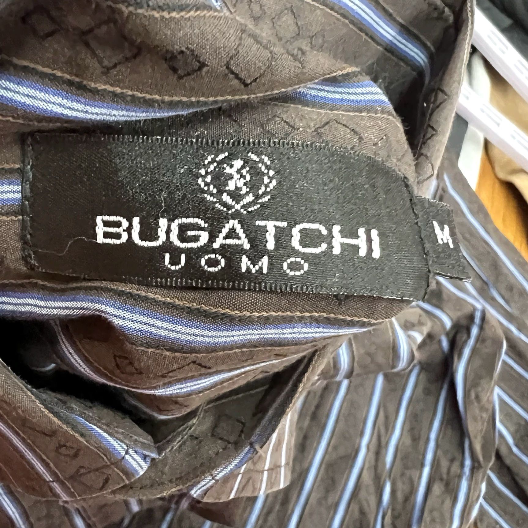 BUGATCHI VINTAGE Bugatchi Uomo Striped Button-Up Shirt Men's Medium Brown Casual All Seasons Size US M / EU 48-50 / 2 - 5 Thumbnail