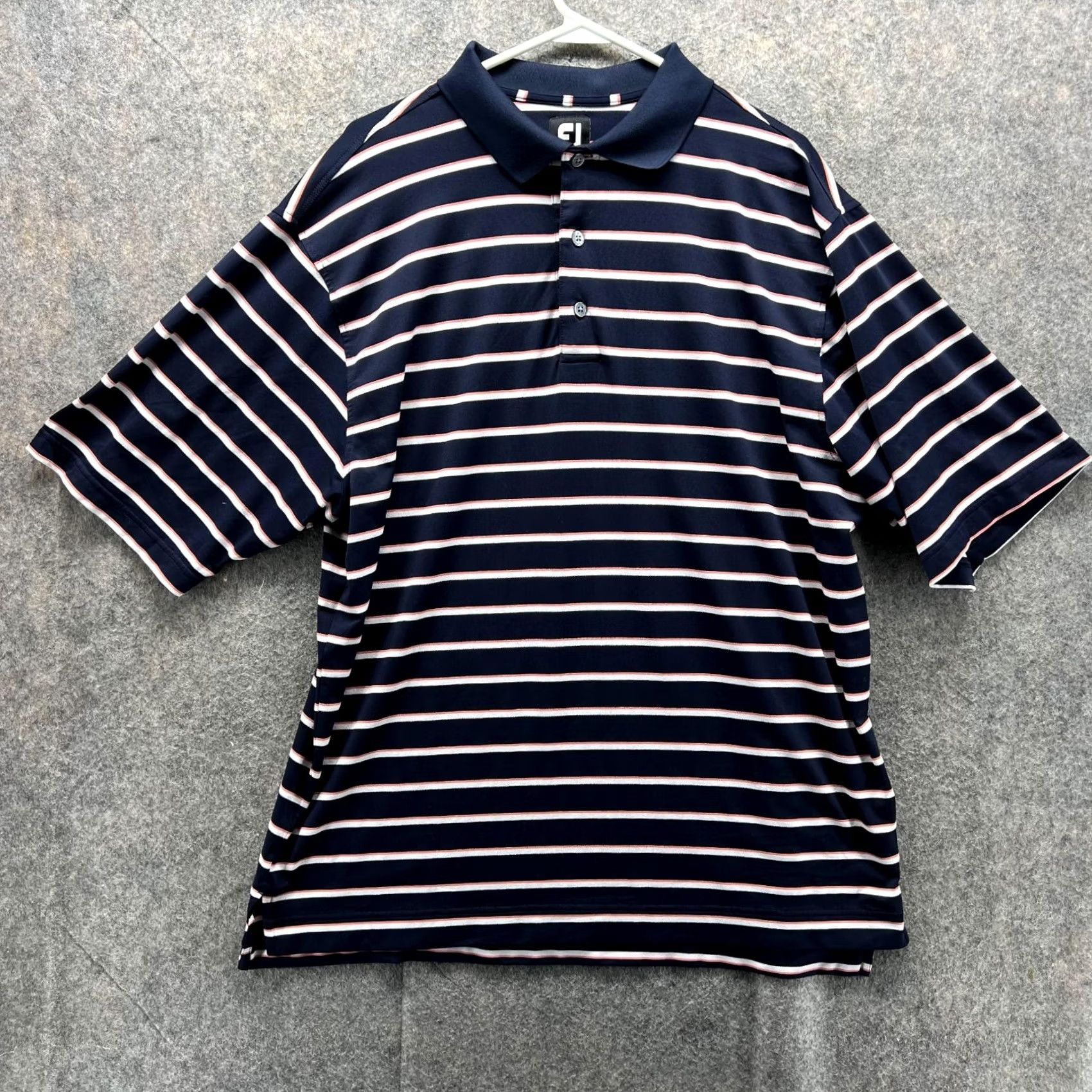 Footjoy FootJoy Polo Shirt Men XL Blue White Striped Short Sleeve Casual Golf Shirt Size US XL / EU 56 / 4 - 2 Thumbnail