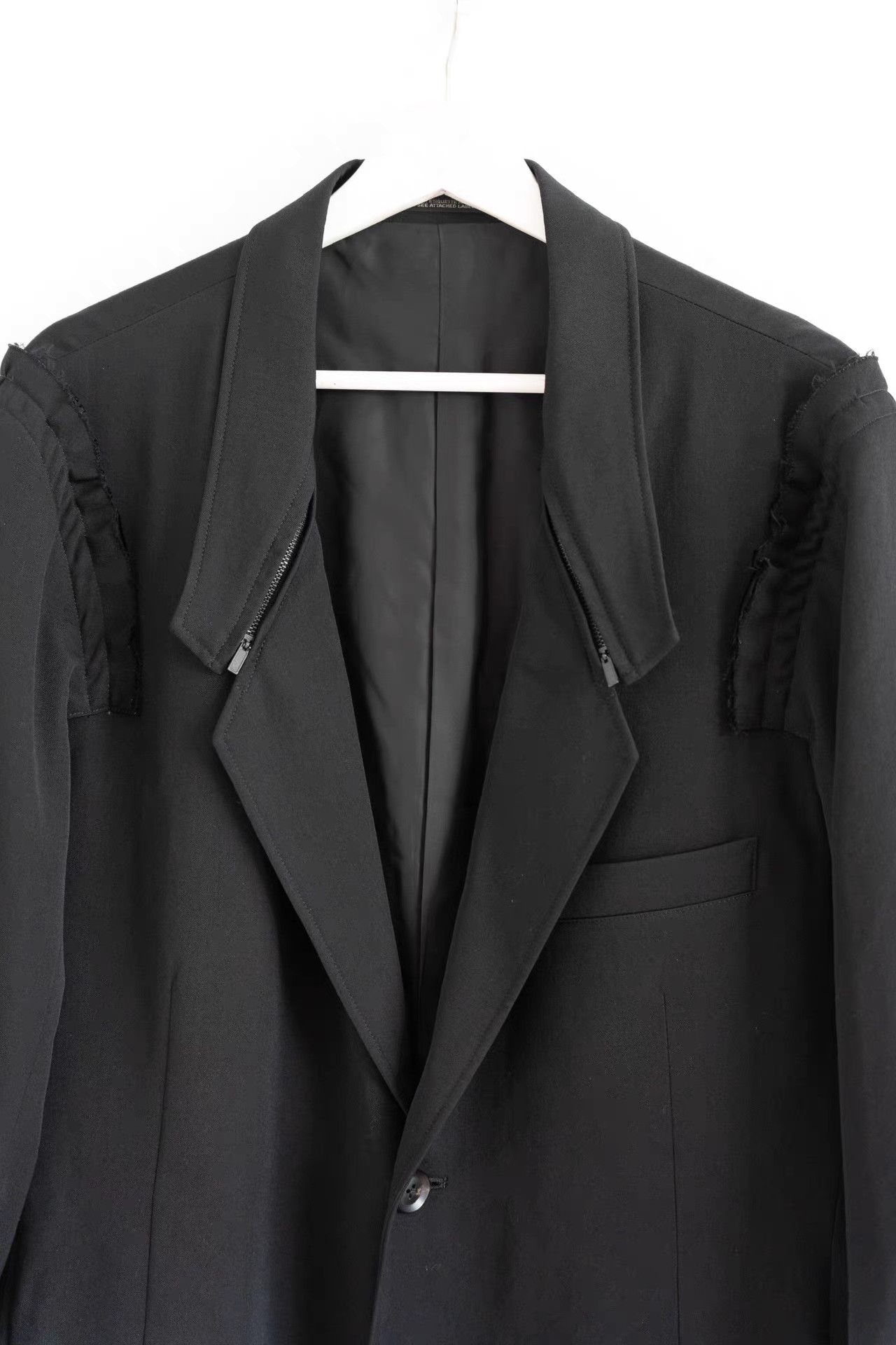 Yohji Yamamoto Yohji Yamamoto 18aw Lace Sleeve Zip Long Blazer K4 Size US M / EU 48-50 / 2 - 3 Thumbnail