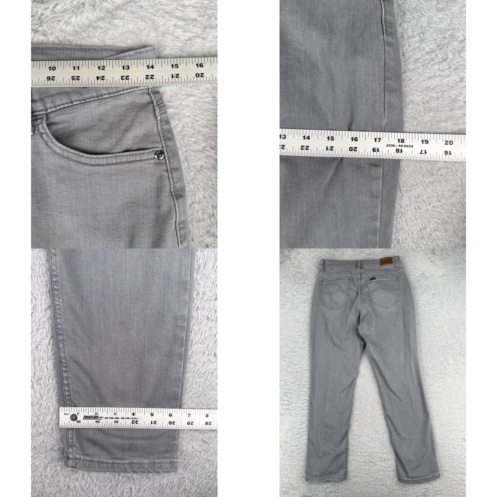 Lee Lee Jeans Womens Jeans Gray Denim Straight Leg Mid Rise Cotton Blend Zip Fly 28x27 Regular 28 Gray Denim 5-Pocket Design Mens? Size 28" / US 6 / IT 42 - 9 Thumbnail