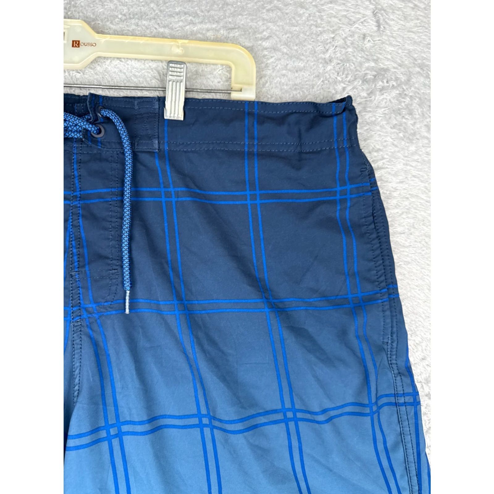 George George Board Shorts Mens Large Blue Plaid 100% Polyester Trunks Cargo 36x9 Swim Bottoms Docked? Size US 33 - 5 Thumbnail