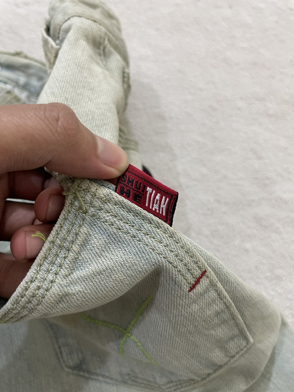 Japanese Brand 00s Shuihetian Light Wash Utility Denim Pants Purple Zipper Size US 28 / EU 44 - 12 Thumbnail