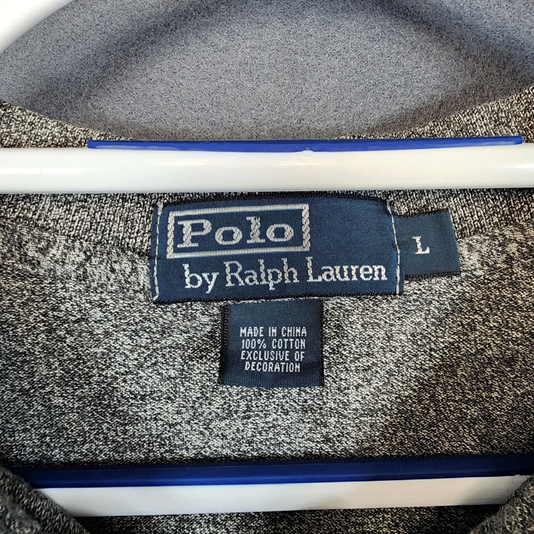 Ralph Lauren VINTAGE Polo Ralph Lauren Mens Shirt Large Long Sleeve Grey Cotton Preppy Purple Pony Size US L / EU 52-54 / 3 - 3 Thumbnail
